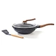 MGC Granite NonStick Coating Wok - 12.5 Inch Black Stir Fry Pan and Deep Frying Pan with Double-Sided Non-Stick Coating, Thicken Bottom for No Fumes PFOA -Free.It can cook tacos, lasagna, fried chicken, stew and other delicacies.